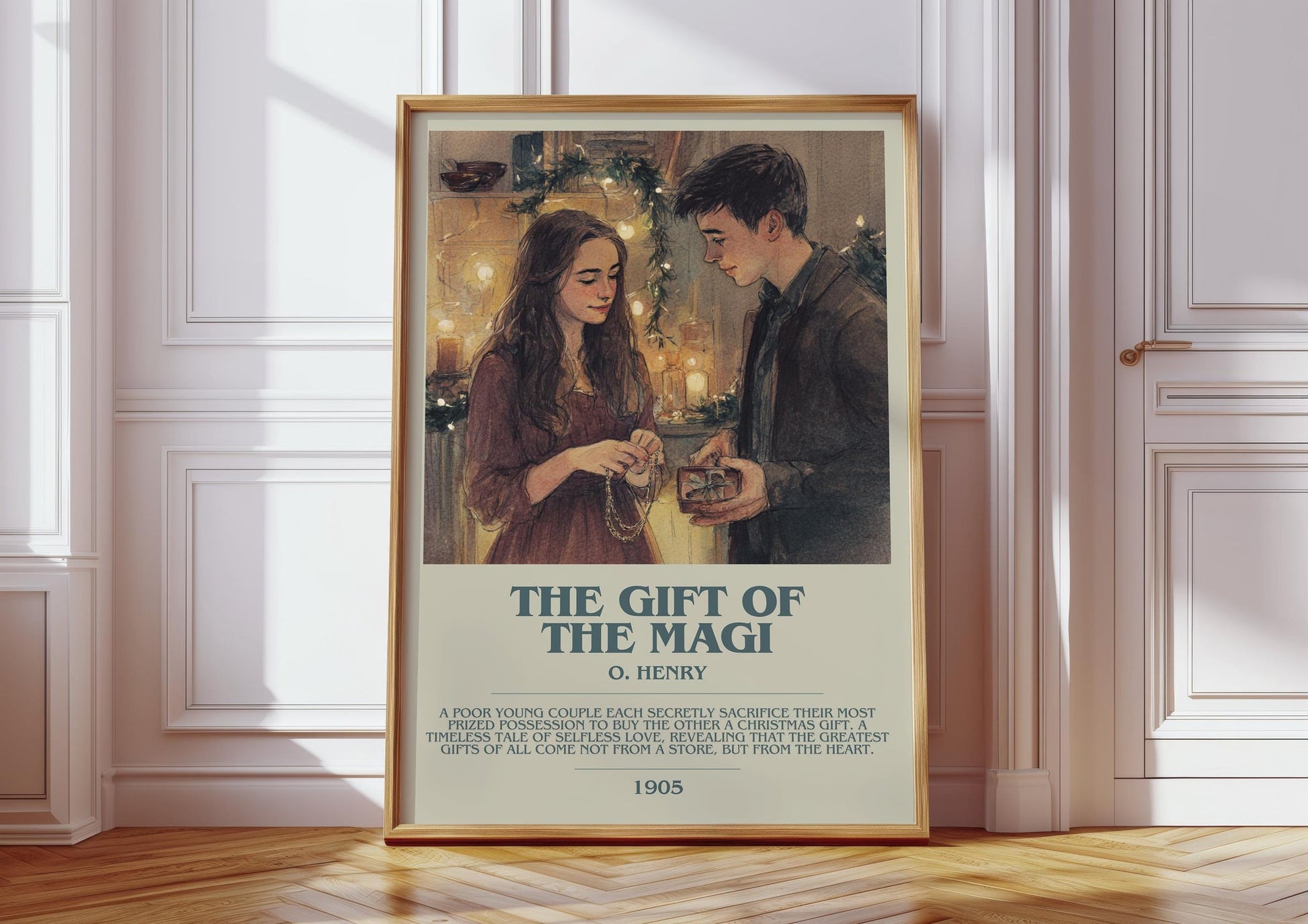 The Gift Of The Magi bookish print in frame leaning in hallway – adventure wall art