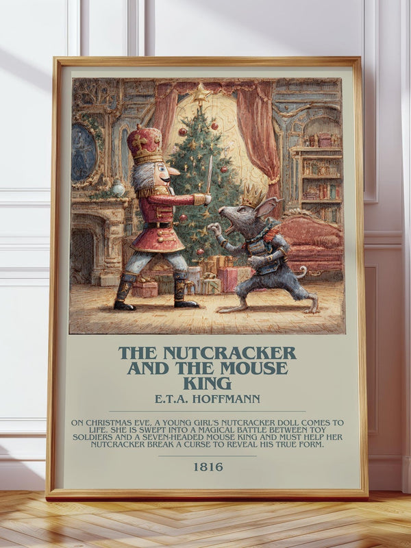 Nutcracker and the Mouse King bookish print in frame leaning in hallway – horror wall art