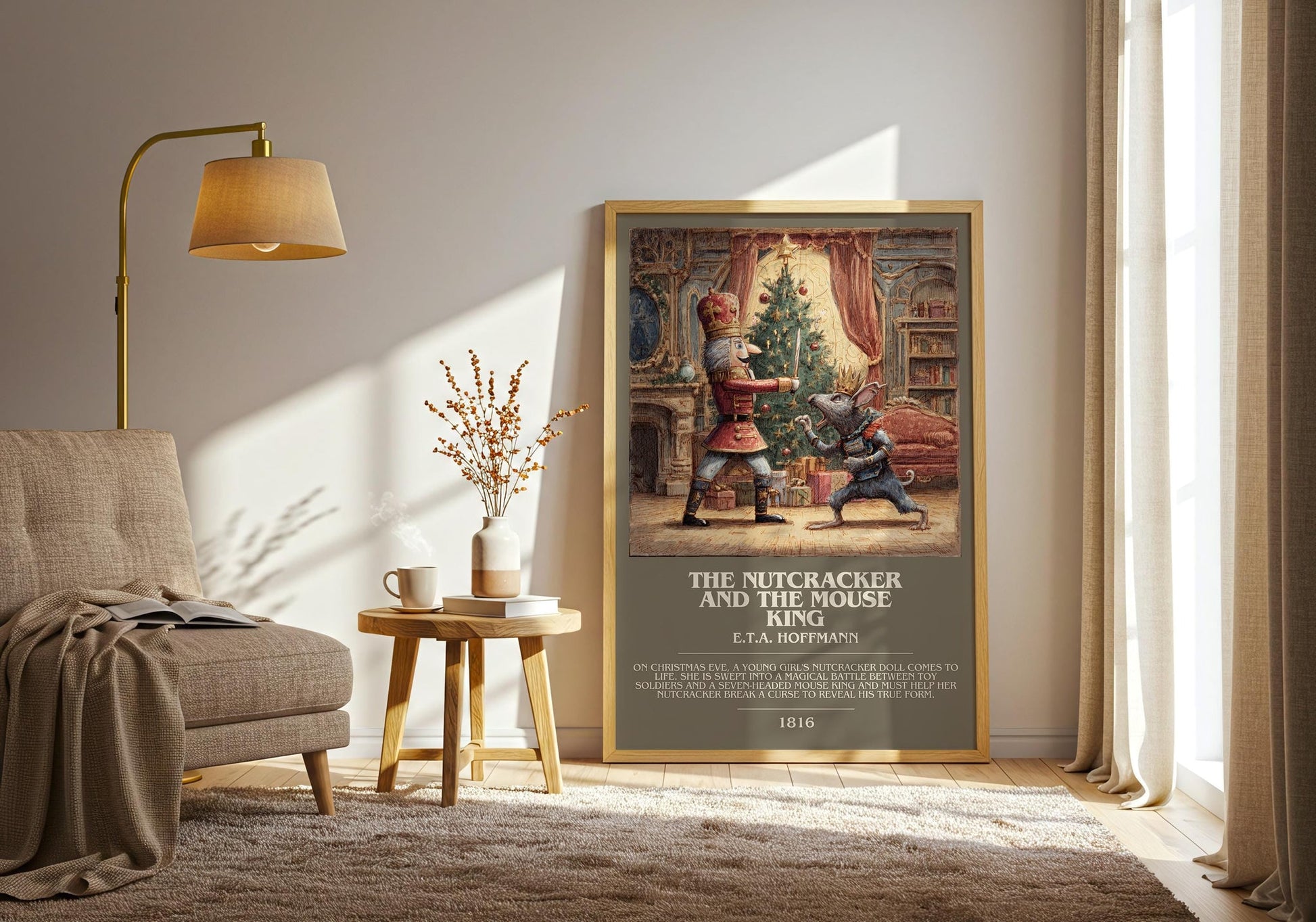 Nutcracker and the Mouse King bookish print on bookshelf – E. T. A. Hoffmann fan gift