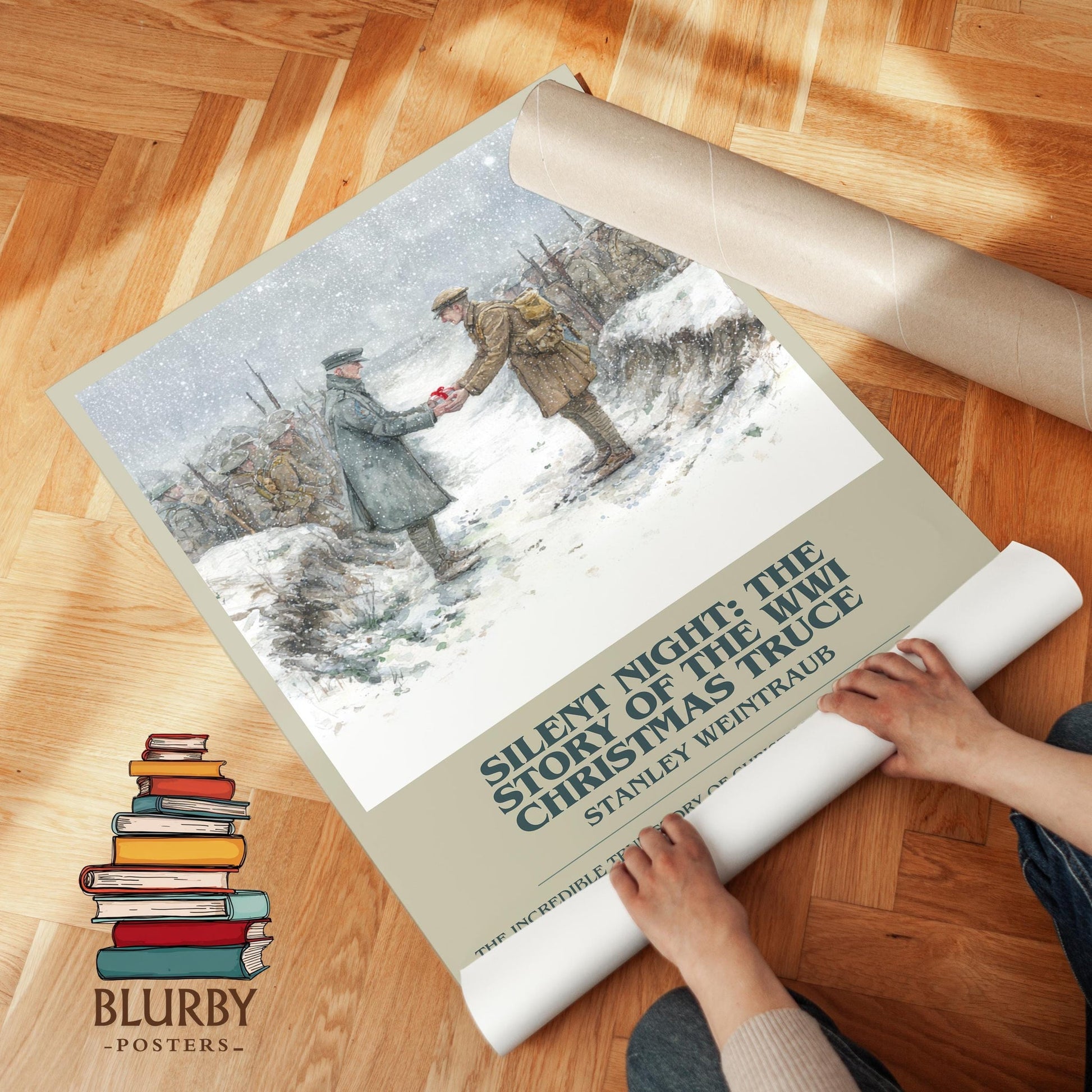 Silent Night: The Story of the World War I Christmas Truce book poster packaging – museum-quality print rolled in protective
