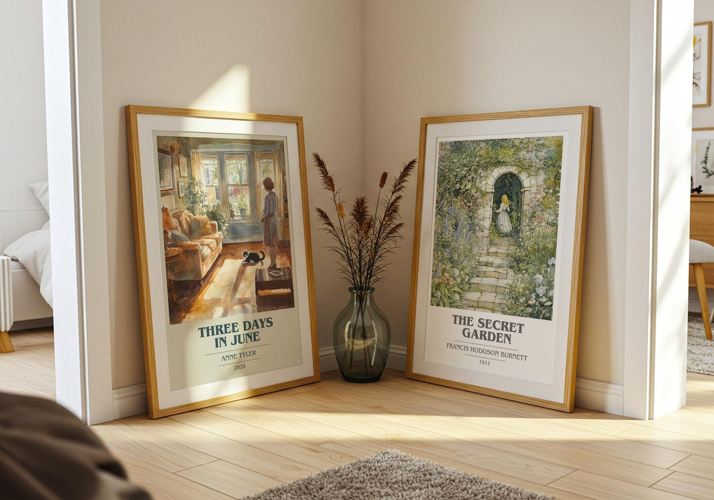 Three Days In June book cover poster paired in gallery wall – literary art prints
