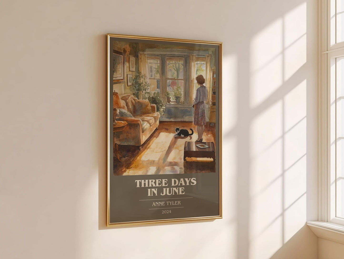 Three Days In June book cover book poster framed on wall – contemporary fiction wall art