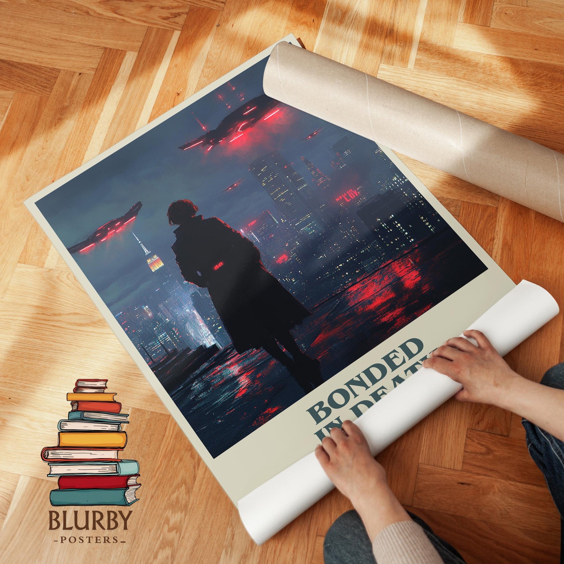 Bonded in Death book cover literary print detail – J. D. Robb book art
