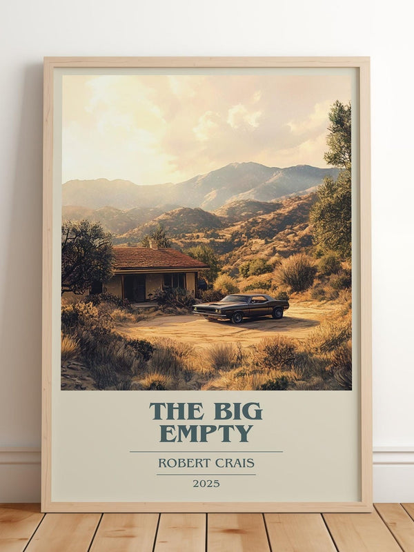The Big Empty book cover print in frame leaning in hallway – crime wall art