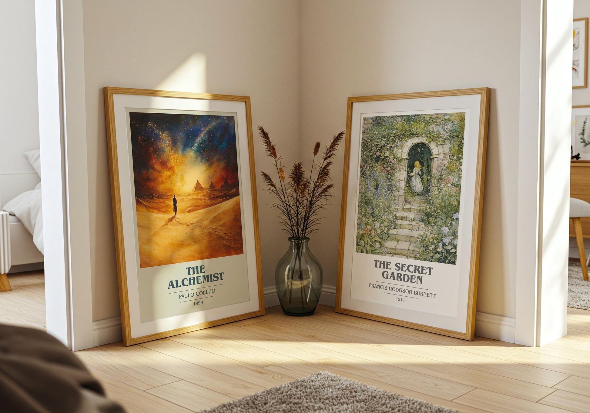 The Alchemist book cover poster paired in gallery wall – literary art prints