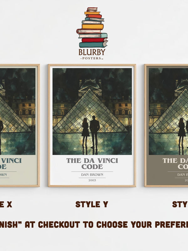 The Da Vinci Code book cover print in frame leaning in hallway – thriller wall art