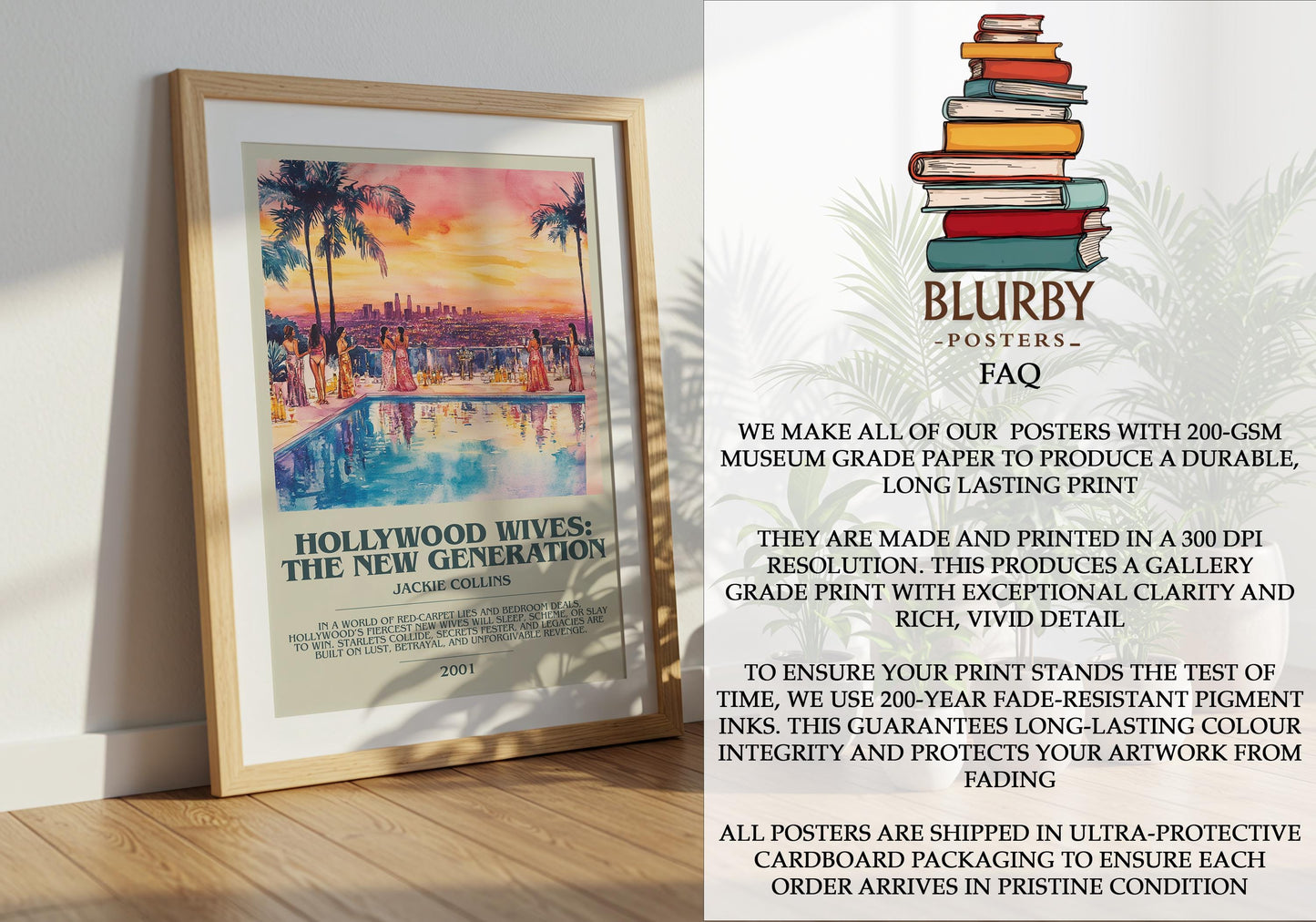 Hollywood Wives: The New Generation by Jackie Collins | Descriptive Modern Book Art | Poster