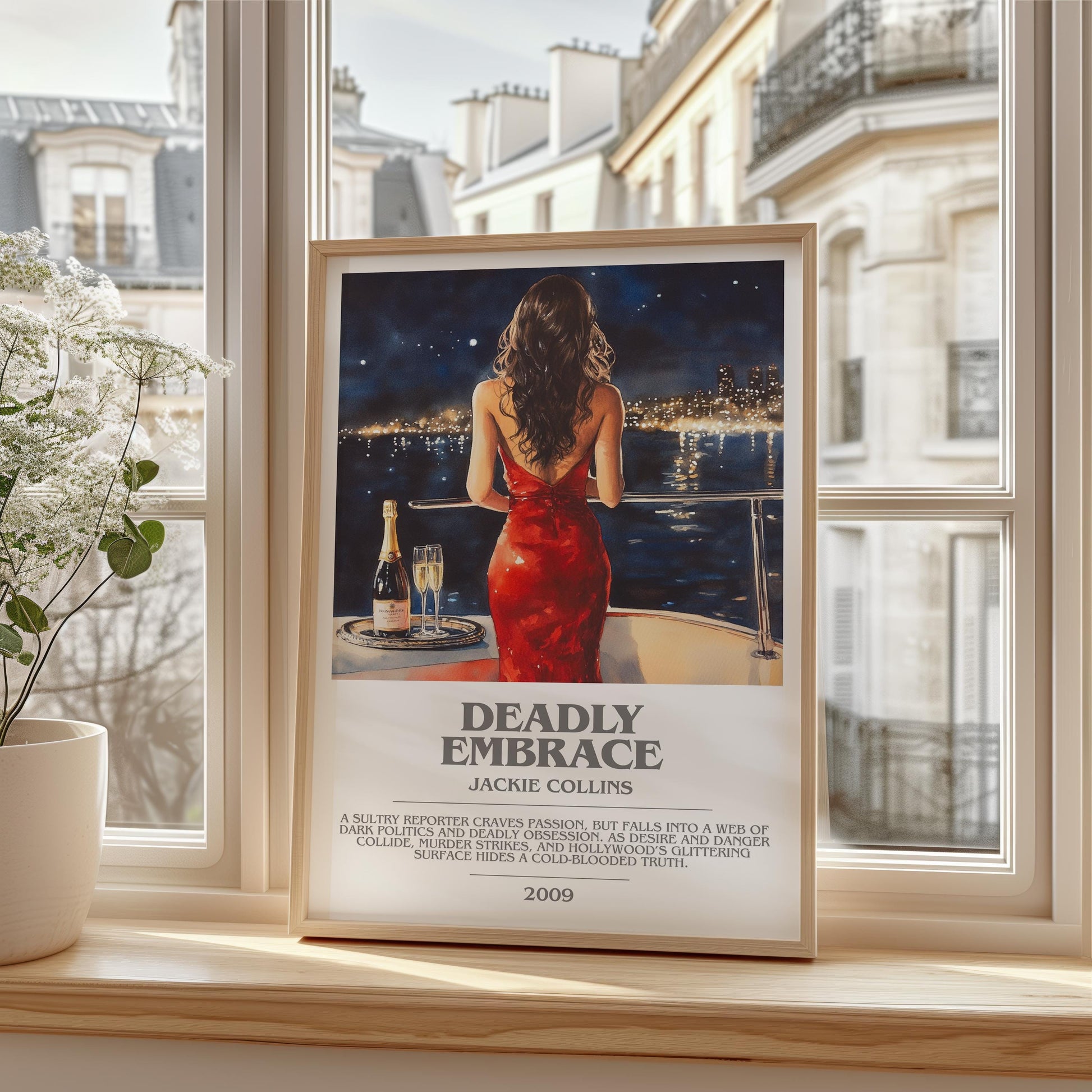 Deadly Embrace by Jackie Collins | Descriptive Modern Book Art | Poster