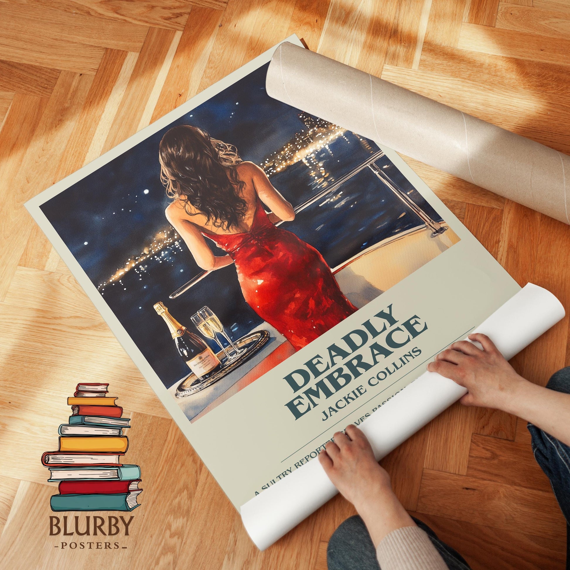 Deadly Embrace by Jackie Collins | Descriptive Modern Book Art | Poster
