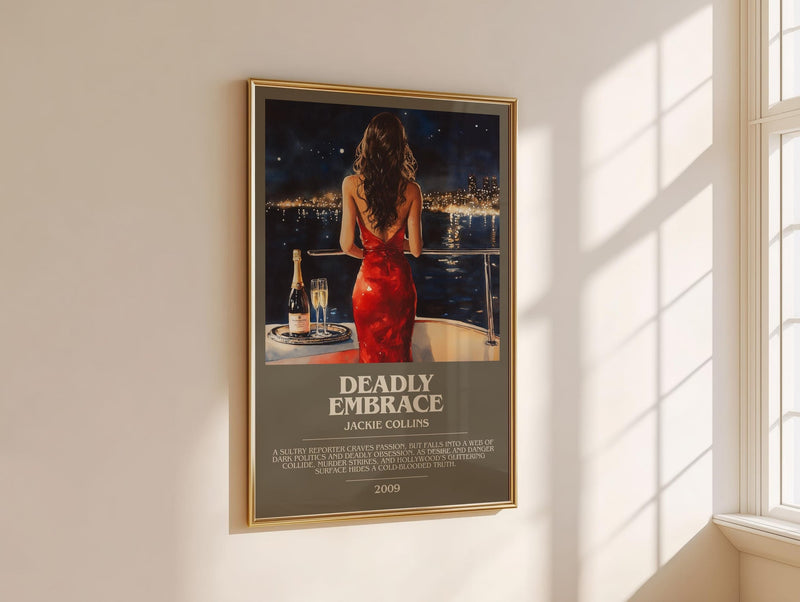 Deadly Embrace bookish book poster framed on wall – romance wall art