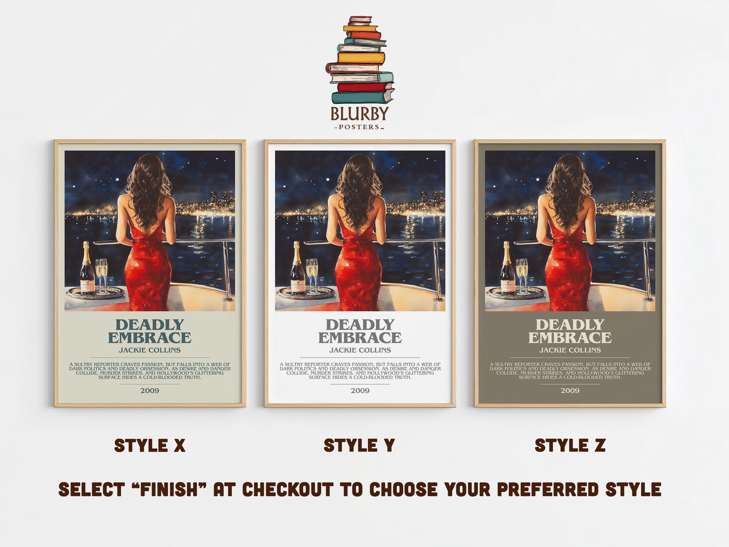 Deadly Embrace by Jackie Collins | Descriptive Modern Book Art | Poster