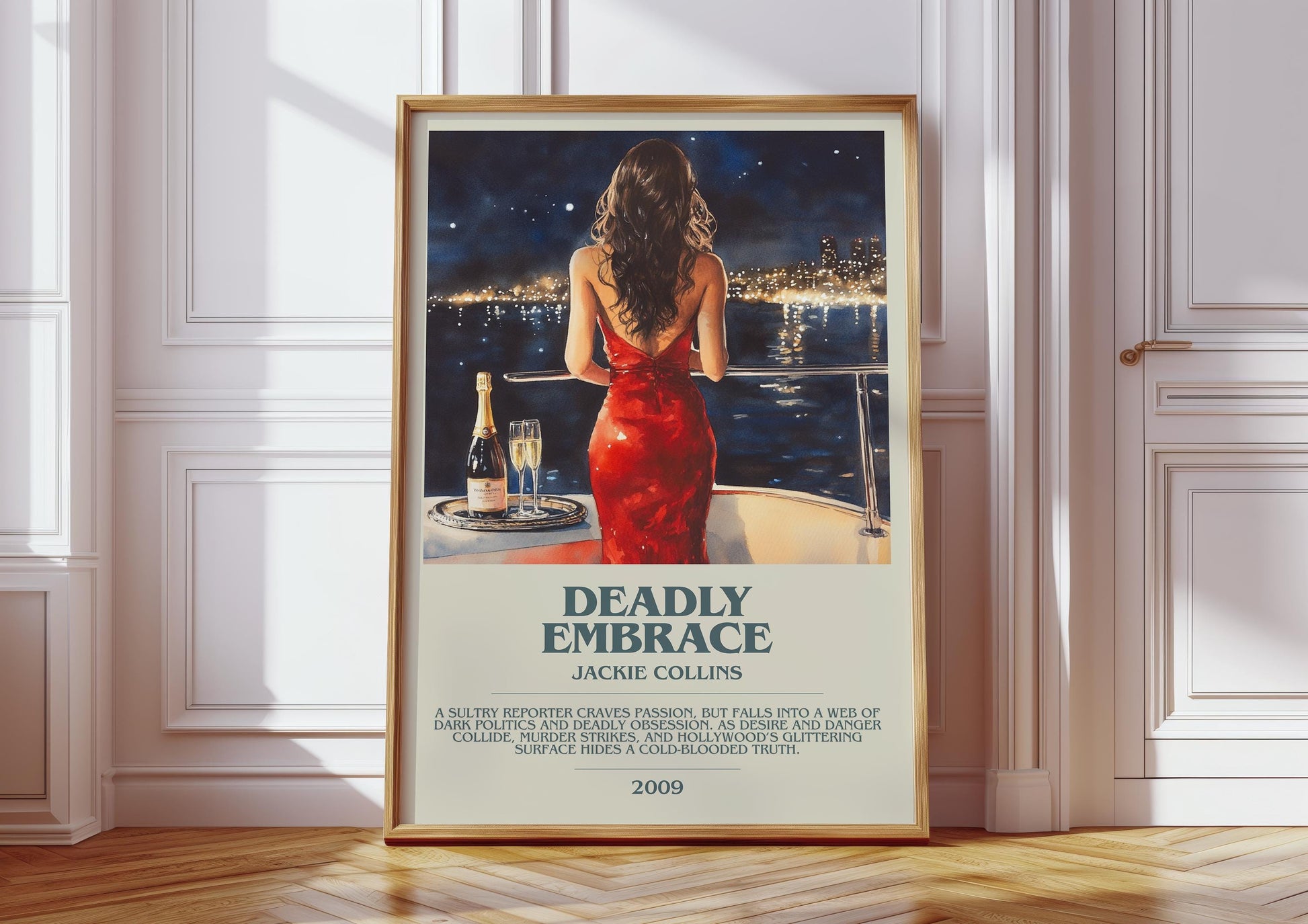 Deadly Embrace by Jackie Collins | Descriptive Modern Book Art | Poster