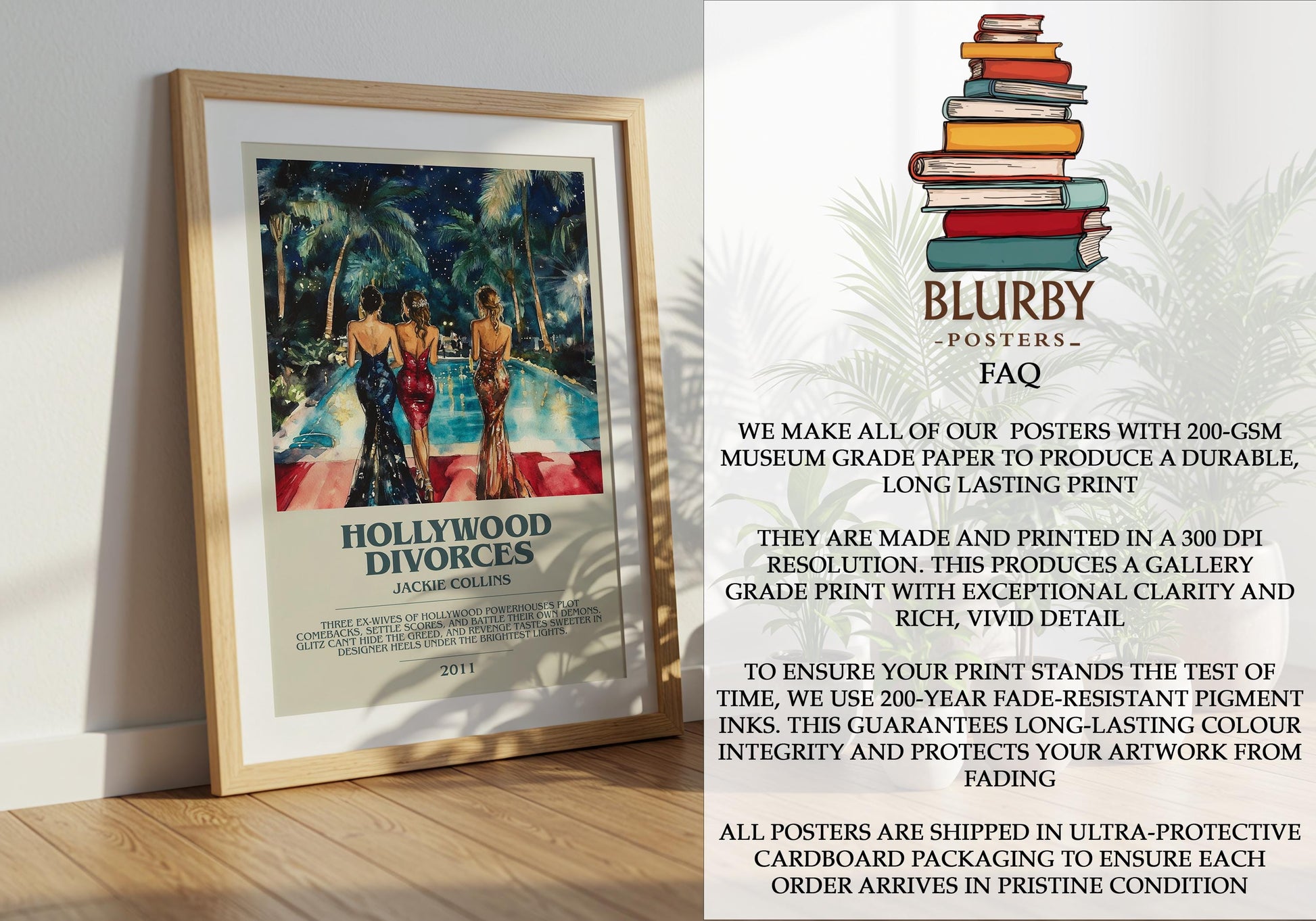 Hollywood Divorces by Jackie Collins | Descriptive Modern Book Art | Poster