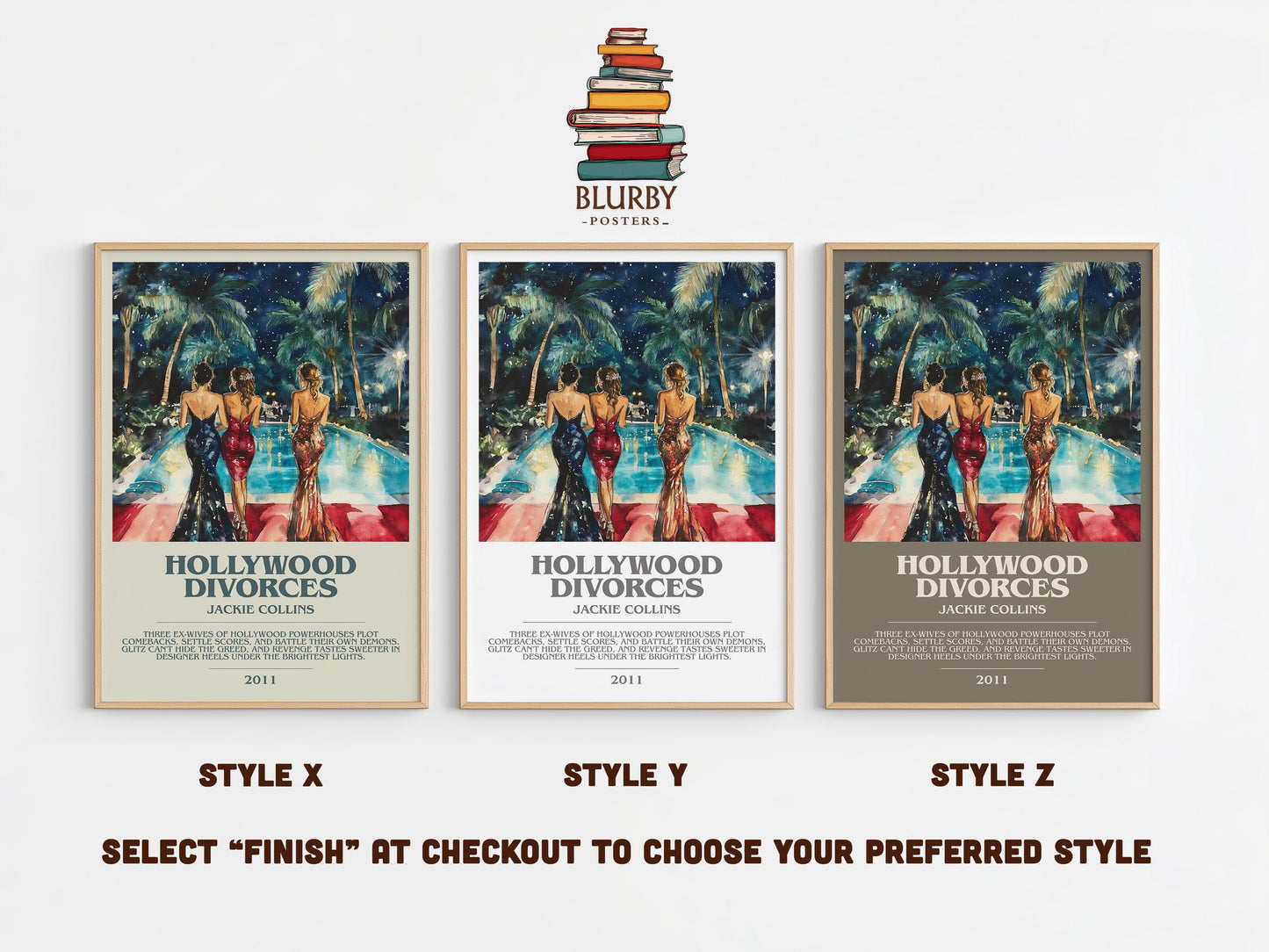 Hollywood Divorces by Jackie Collins | Descriptive Modern Book Art | Poster