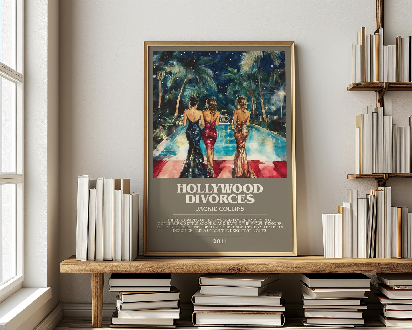 Hollywood Divorces by Jackie Collins | Descriptive Modern Book Art | Poster