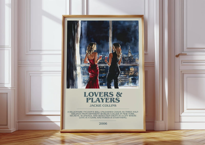 Lovers and Players bookish print in frame leaning in hallway – romance wall art