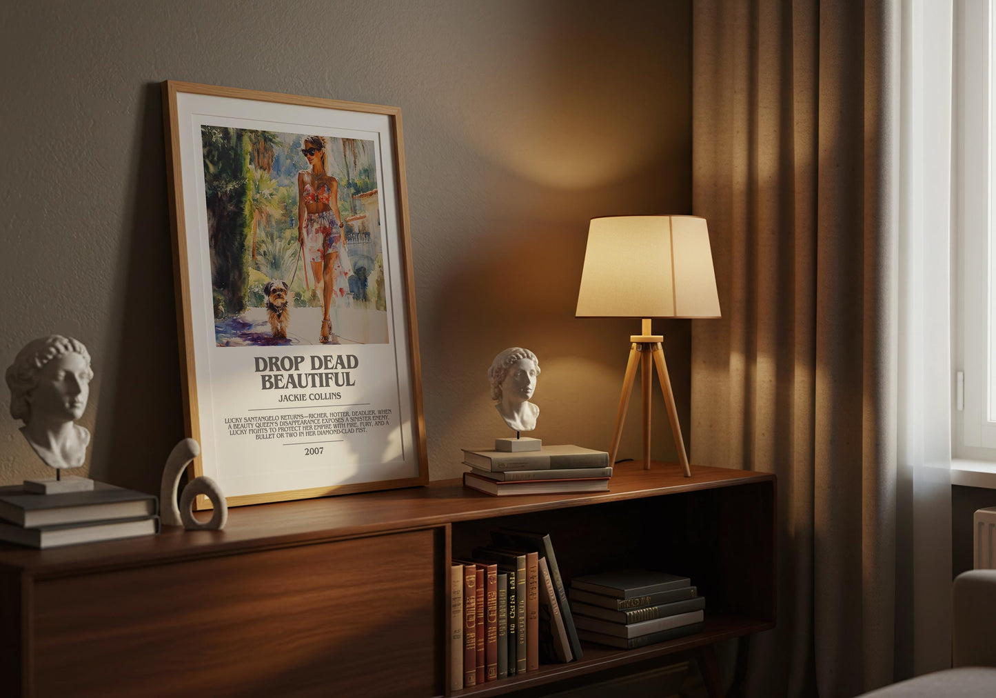 Drop Dead Beautiful by Jackie Collins | Descriptive Modern Book Art | Poster