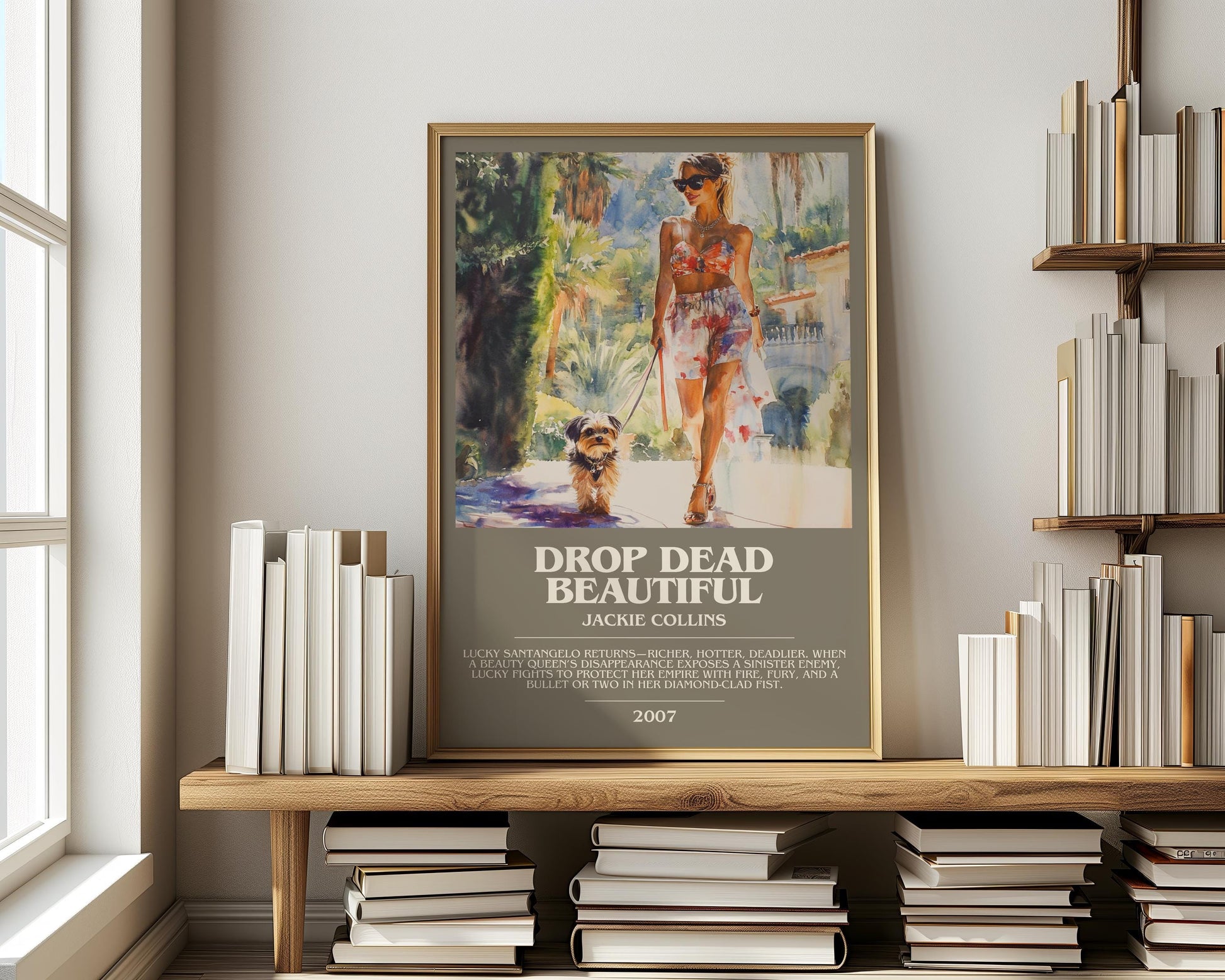 Drop Dead Beautiful by Jackie Collins | Descriptive Modern Book Art | Poster