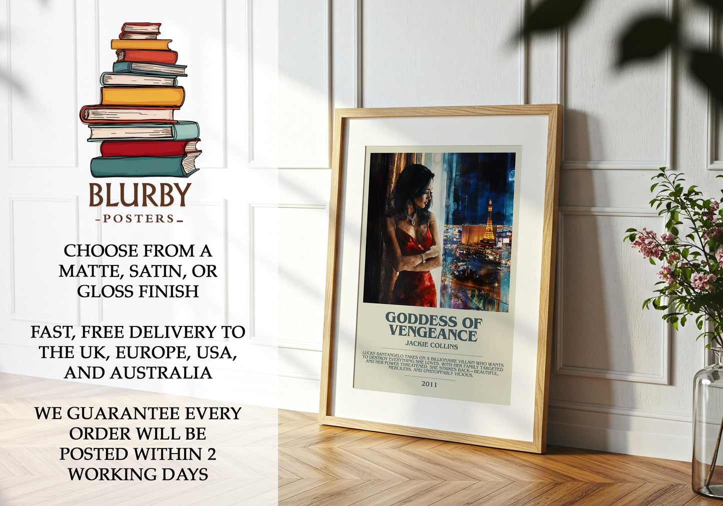 Goddess Of Vengeance by Jackie Collins | Descriptive Modern Book Art | Poster