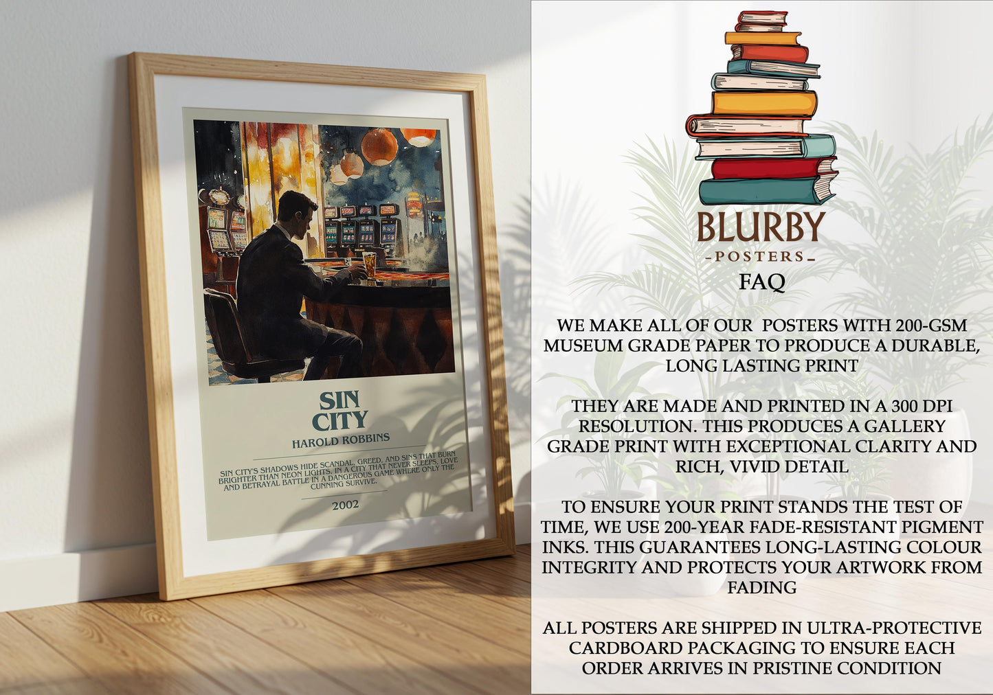 Sin City by Harold Robbins | Descriptive Modern Book Art | Poster