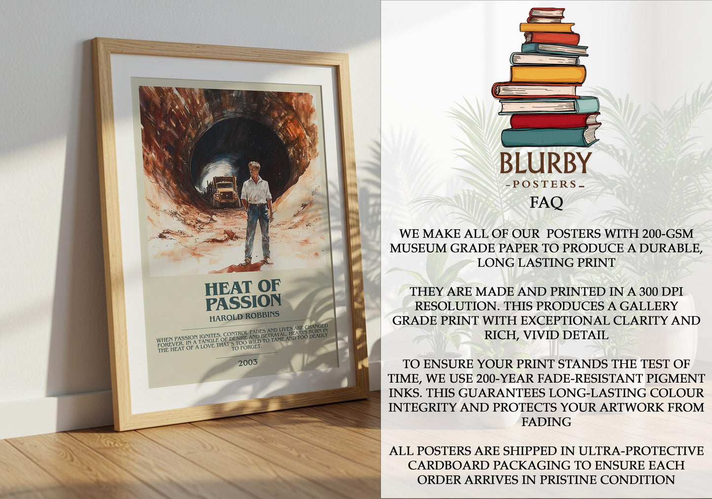 Heat Of Passion by Harold Robbins | Descriptive Modern Book Art | Poster