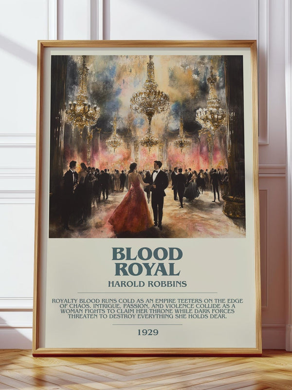 Blood Royal bookish print in frame leaning in hallway – romance wall art