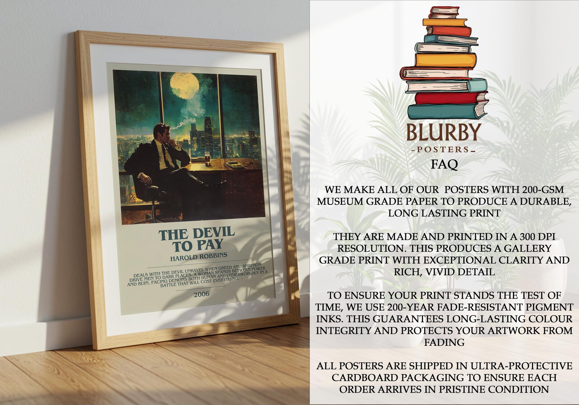 The Devil To Pay by Harold Robbins | Descriptive Modern Book Art | Poster