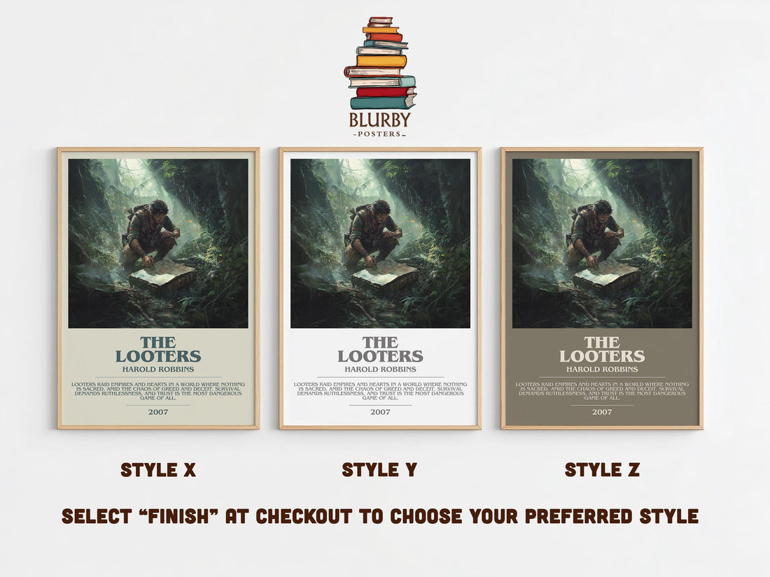 The Looters bookish poster colour and style options – Harold Robbins book art (mockup)