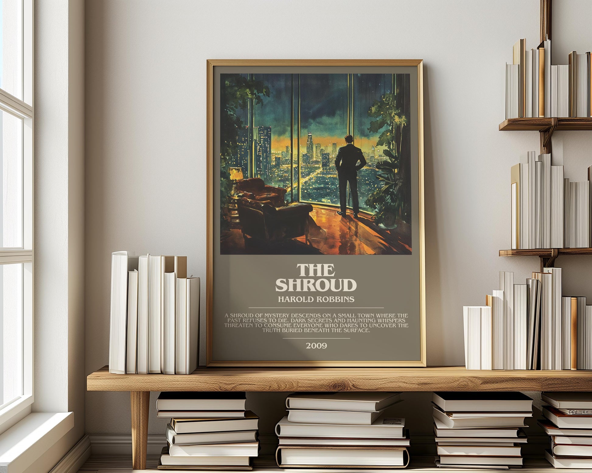 The Shroud by Harold Robbins | Descriptive Modern Book Art | Poster
