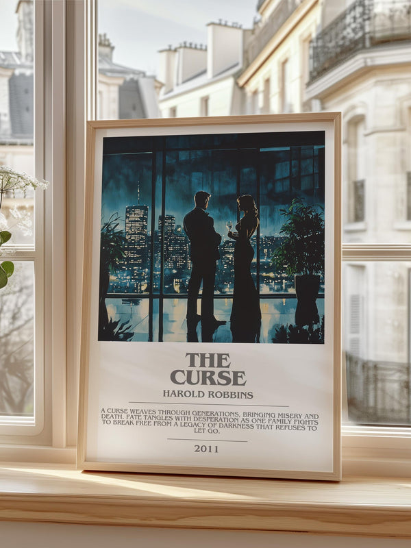 The Curse bookish print framed by window – literary home decor