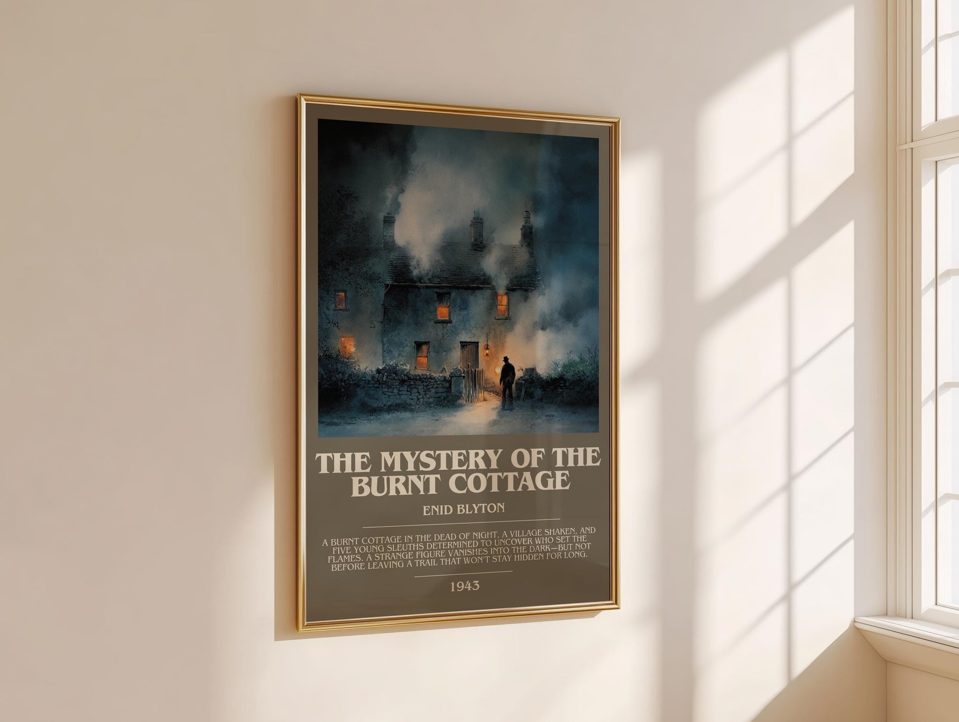 The Mystery Of The Burnt Cottage by Enid Blyton | Descriptive Modern Book Art | Poster