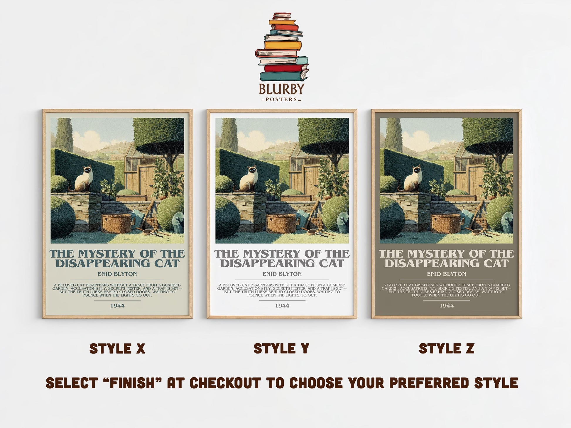 The Mystery Of The Disappearing Cat by Enid Blyton | Descriptive Modern Book Art | Poster