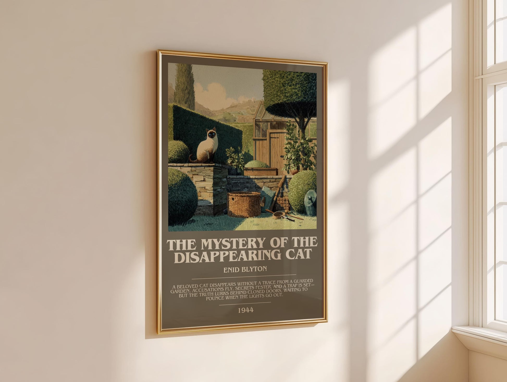 The Mystery Of The Disappearing Cat by Enid Blyton | Descriptive Modern Book Art | Poster