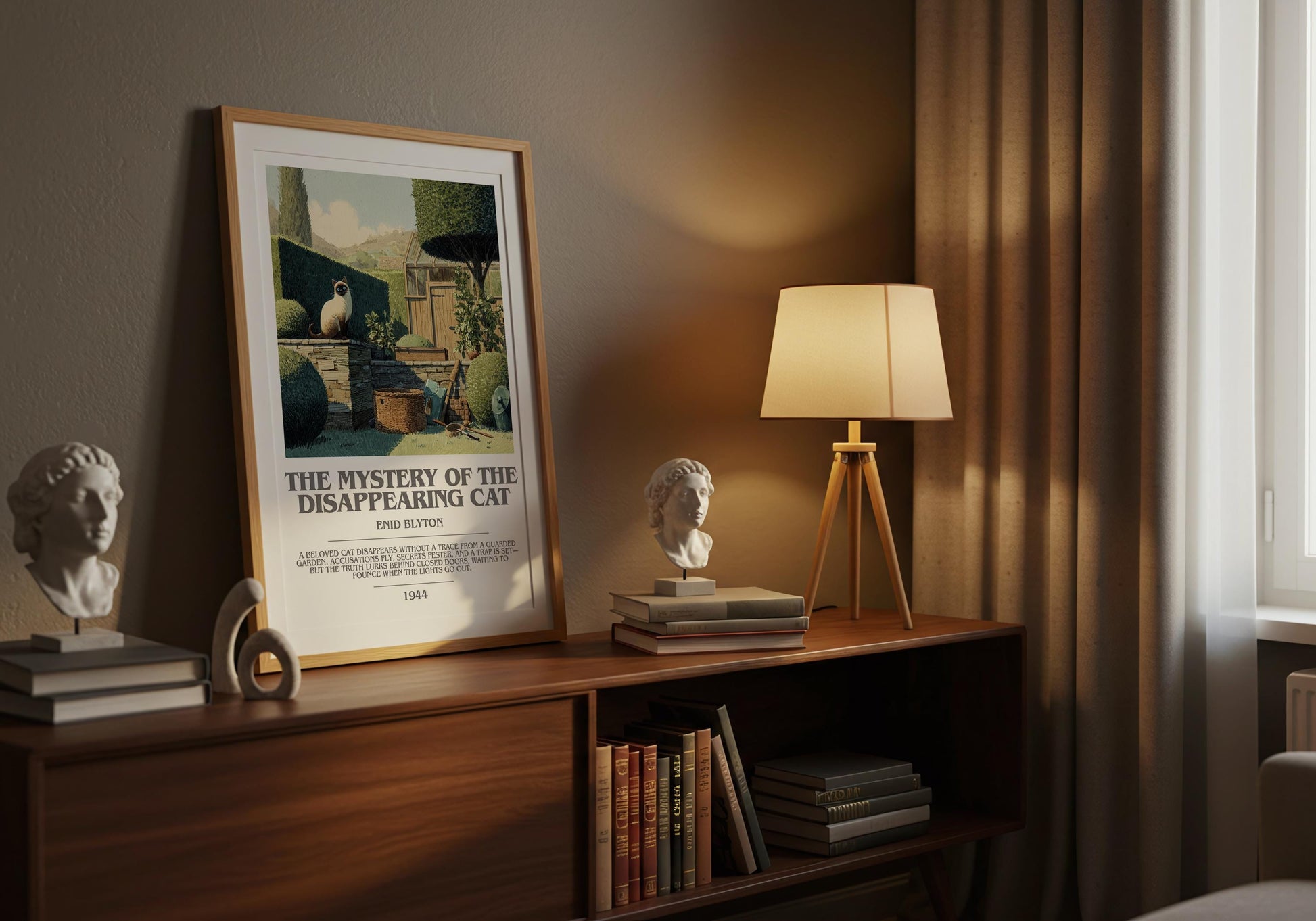 The Mystery Of The Disappearing Cat by Enid Blyton | Descriptive Modern Book Art | Poster