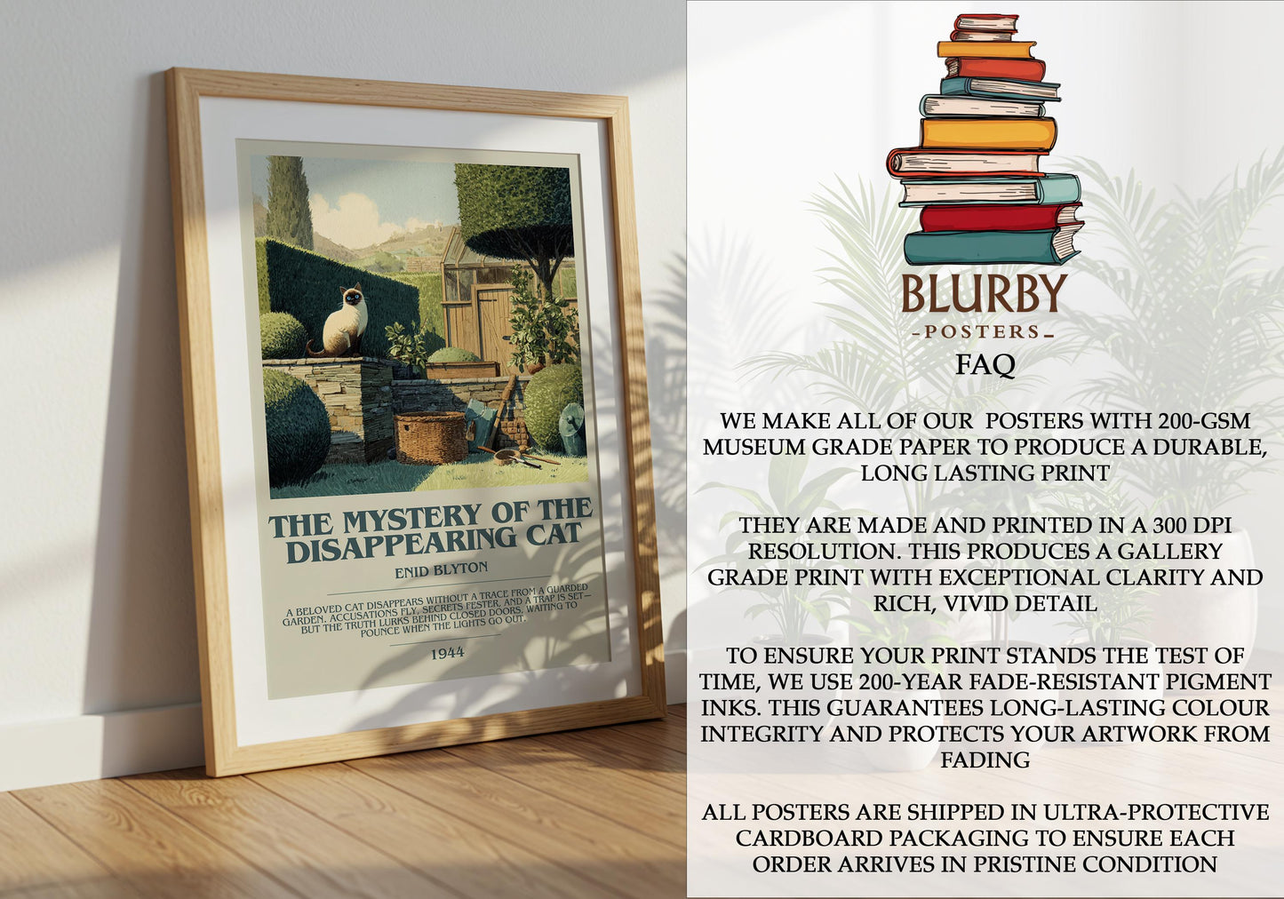 The Mystery Of The Disappearing Cat by Enid Blyton | Descriptive Modern Book Art | Poster