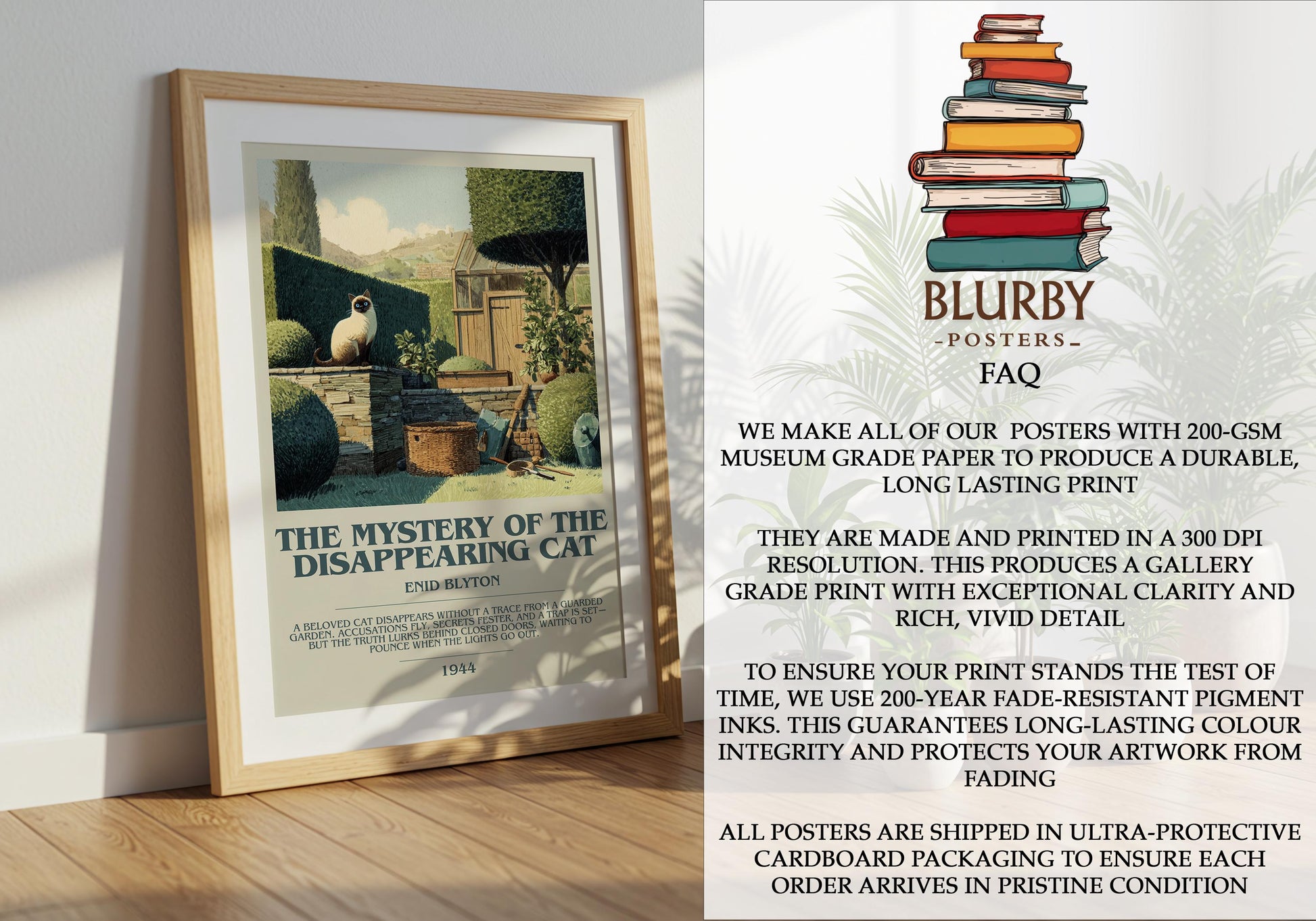 The Mystery Of The Disappearing Cat by Enid Blyton | Descriptive Modern Book Art | Poster