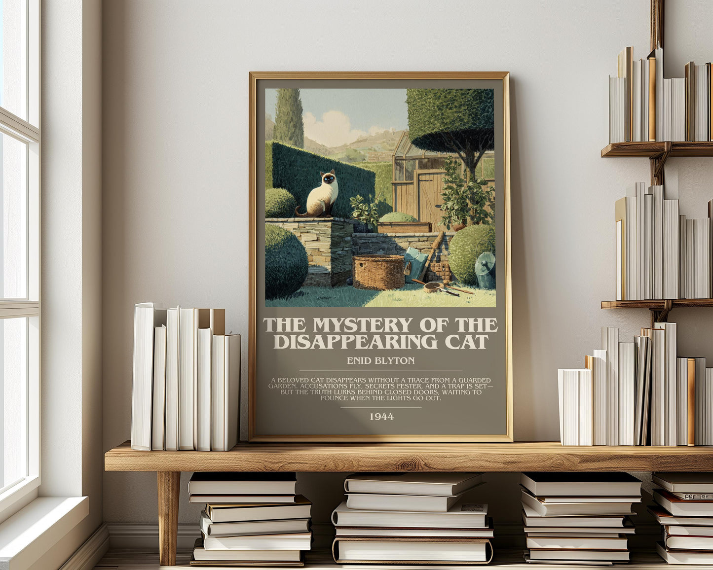 The Mystery Of The Disappearing Cat by Enid Blyton | Descriptive Modern Book Art | Poster