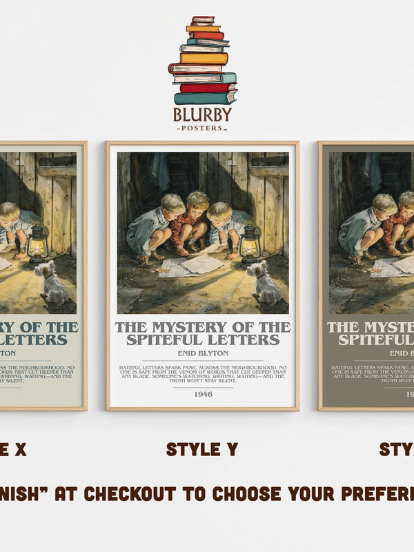 The Mystery Of The Spiteful Letters bookish poster colour and style options – Enid Blyton book art