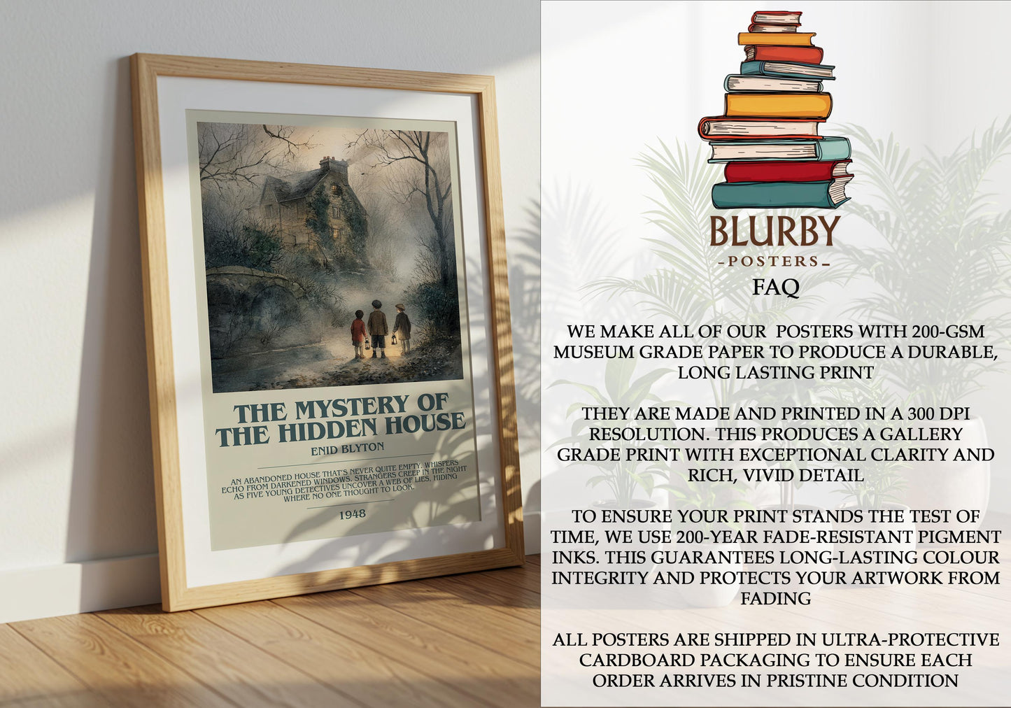 The Mystery Of The Hidden House by Enid Blyton | Descriptive Modern Book Art | Poster