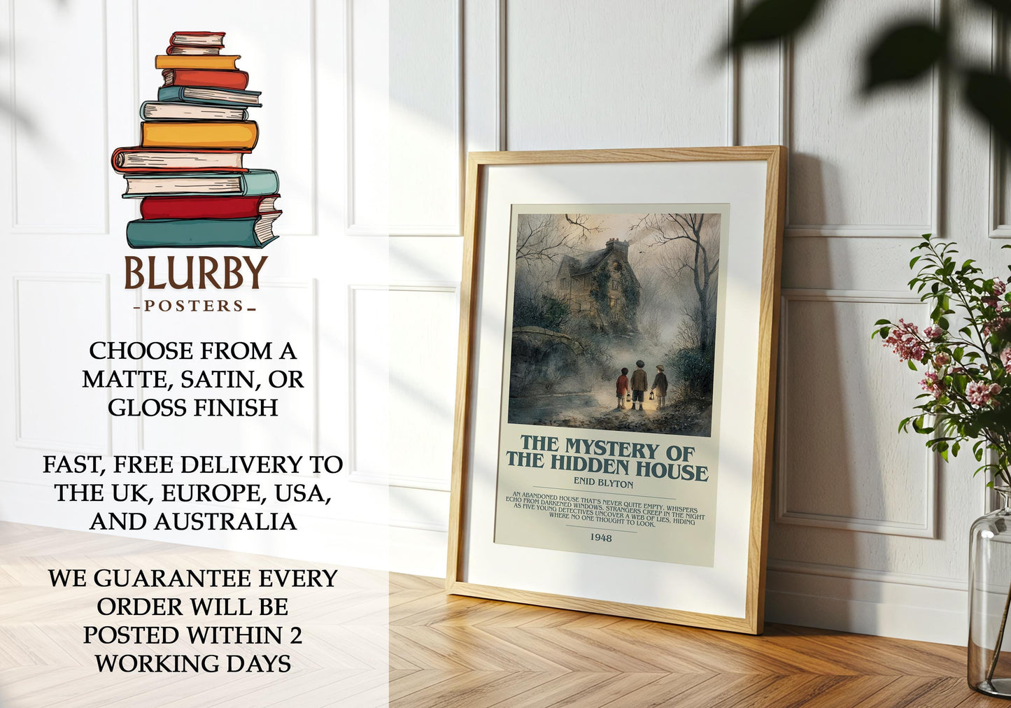 The Mystery Of The Hidden House by Enid Blyton | Descriptive Modern Book Art | Poster