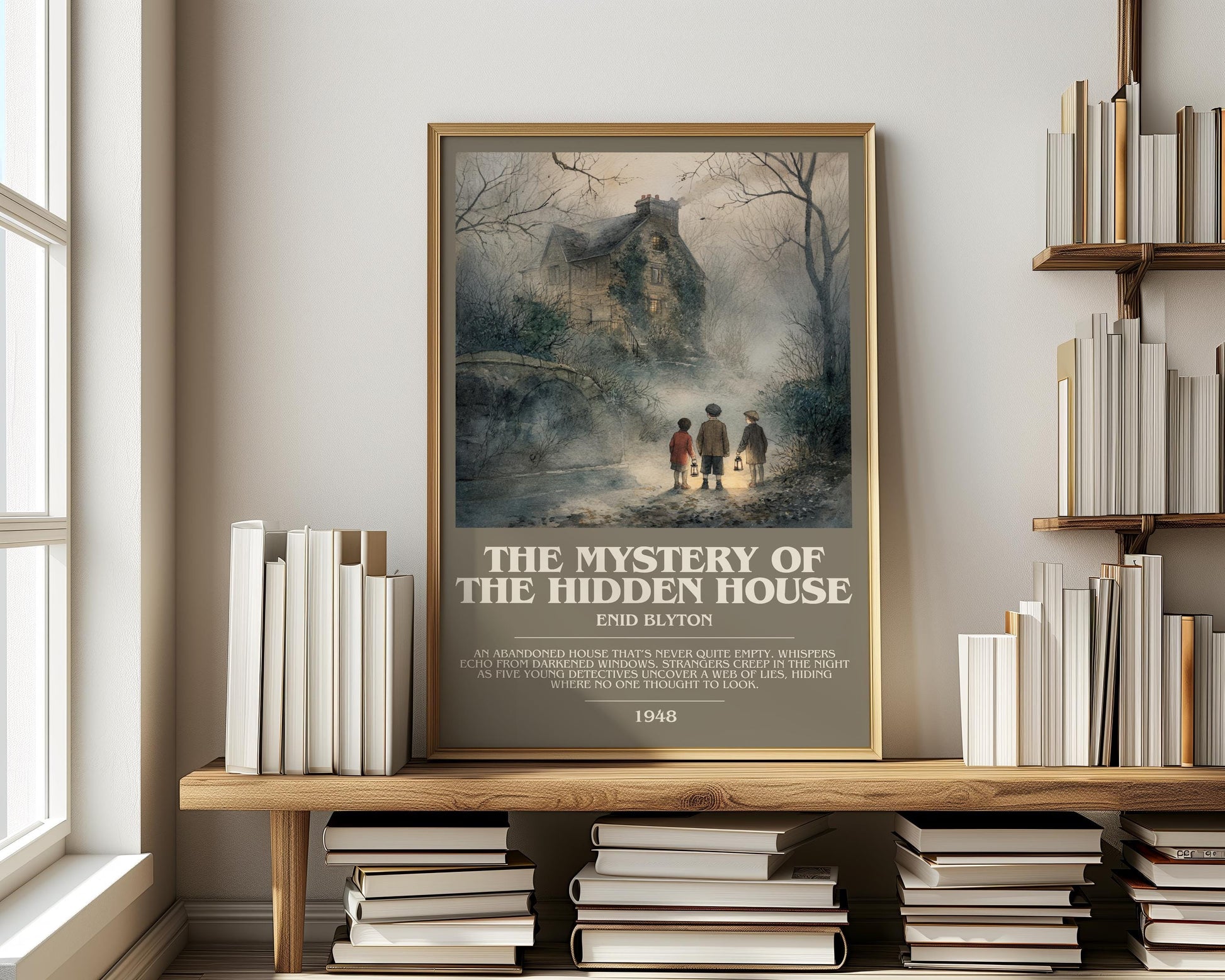 The Mystery Of The Hidden House by Enid Blyton | Descriptive Modern Book Art | Poster