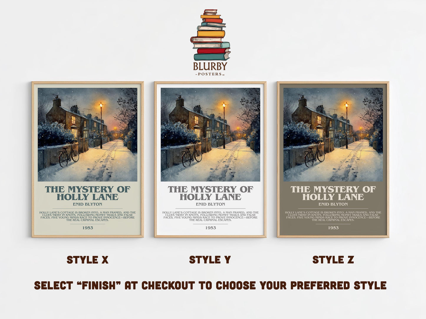 The Mystery Of The Holly Lane by Enid Blyton | Descriptive Modern Book Art | Poster