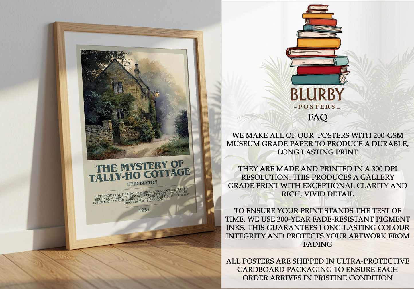 The Mystery Of Tally-Ho Cottage by Enid Blyton | Descriptive Modern Book Art | Poster