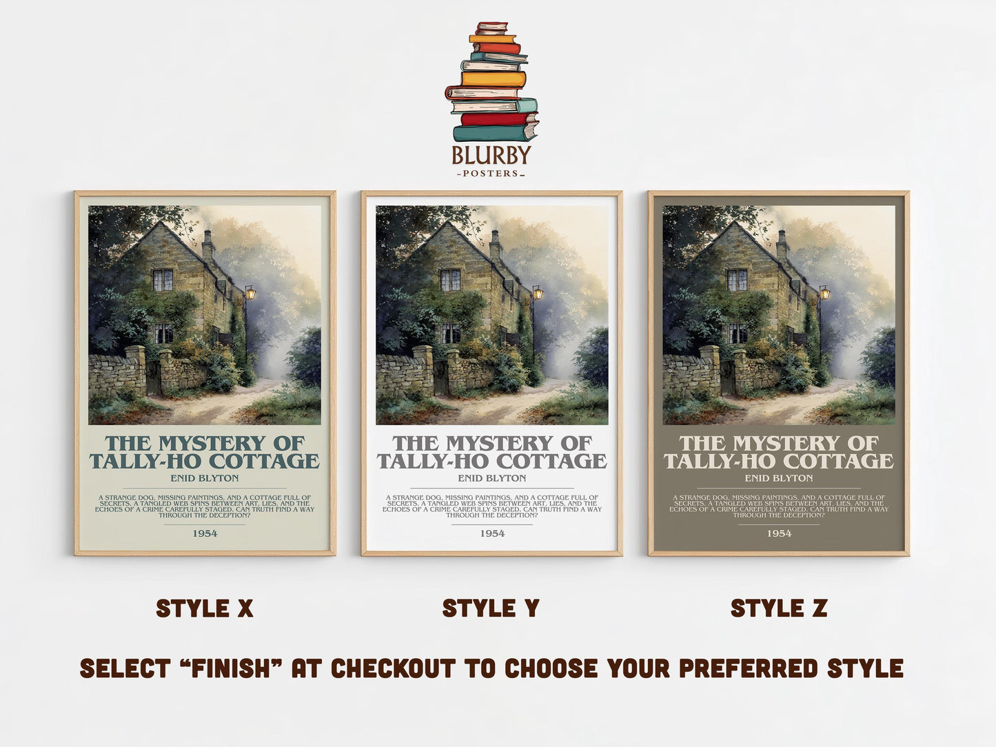 The Mystery Of Tally-Ho Cottage by Enid Blyton | Descriptive Modern Book Art | Poster