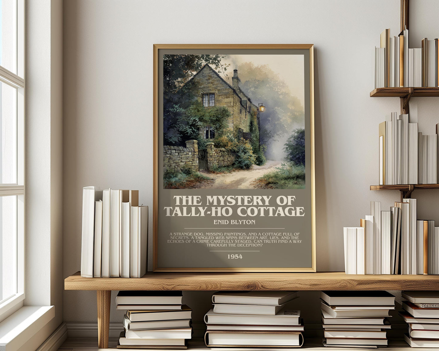 The Mystery Of Tally-Ho Cottage by Enid Blyton | Descriptive Modern Book Art | Poster