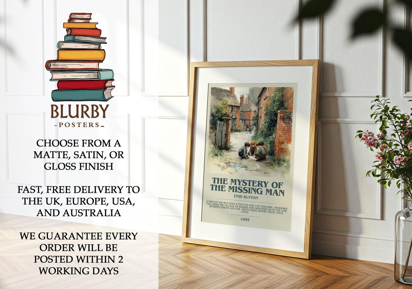 The Mystery Of The Missing Man by Enid Blyton | Descriptive Modern Book Art | Poster