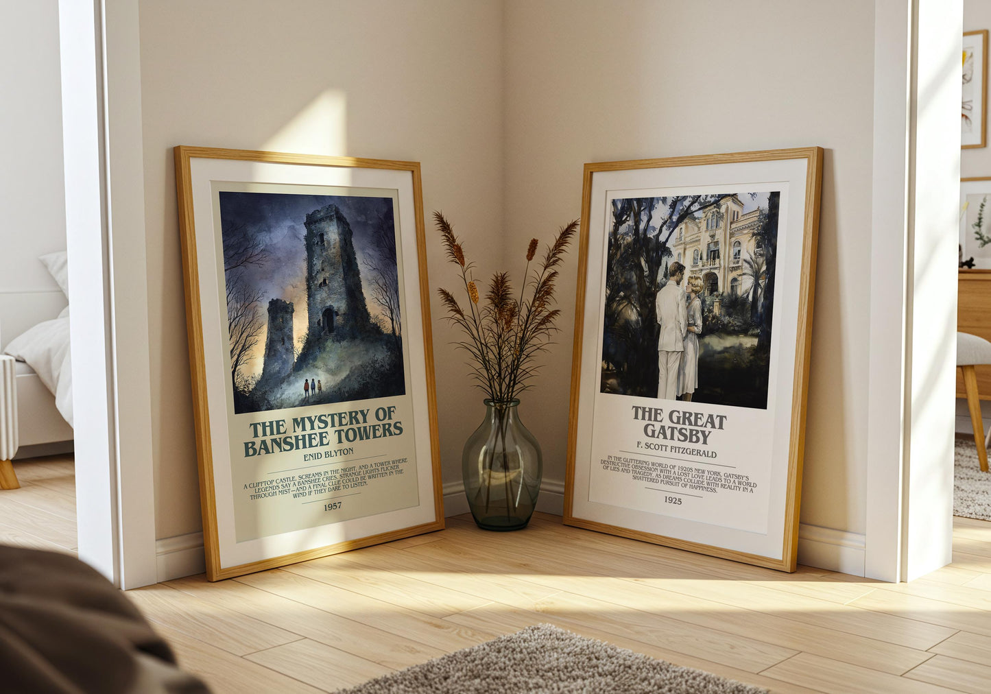 The Mystery Of Banshee Towers bookish poster paired in gallery wall – literary art prints