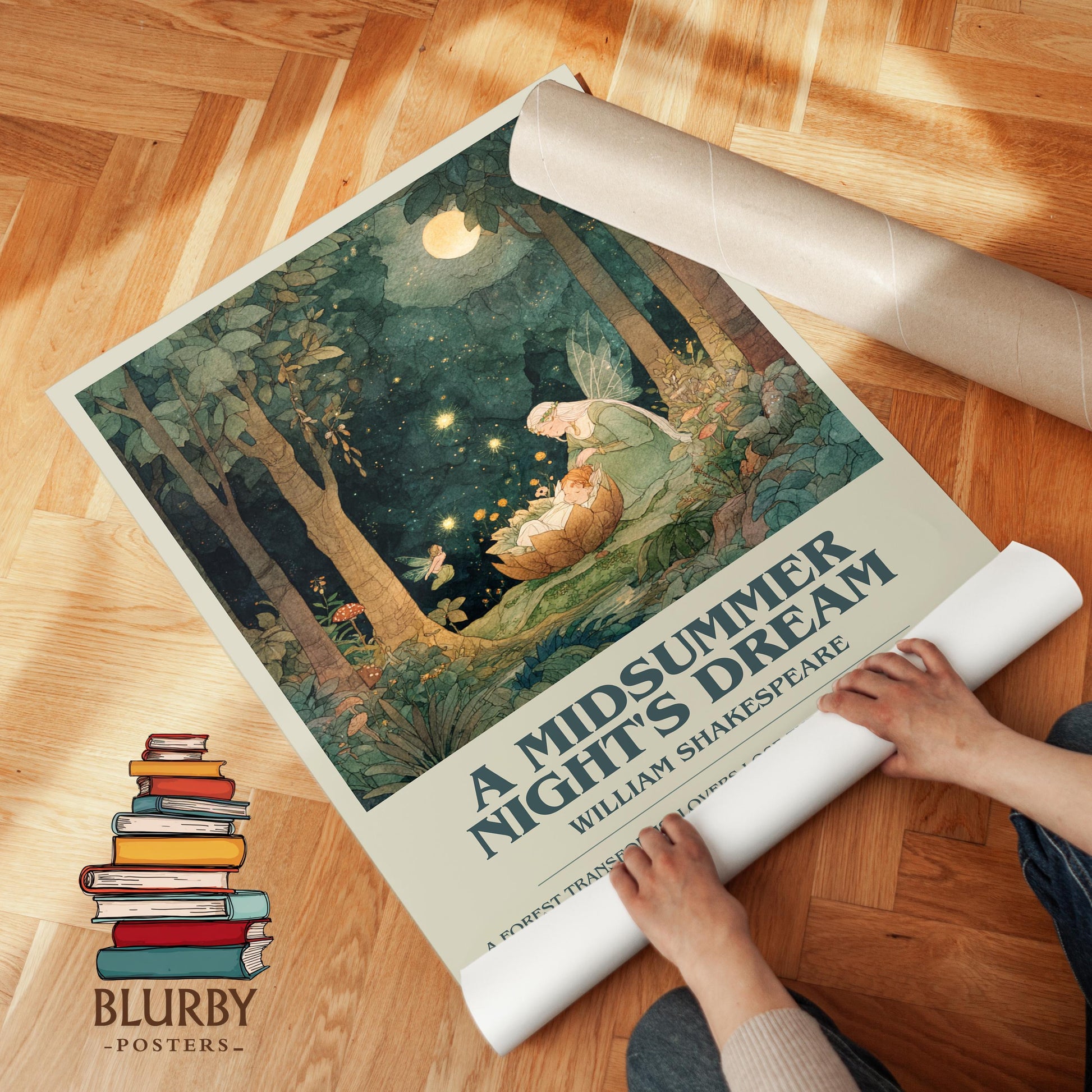 A Midsummer Nights Dream by William Shakespeare | Descriptive Modern Book Art | Poster