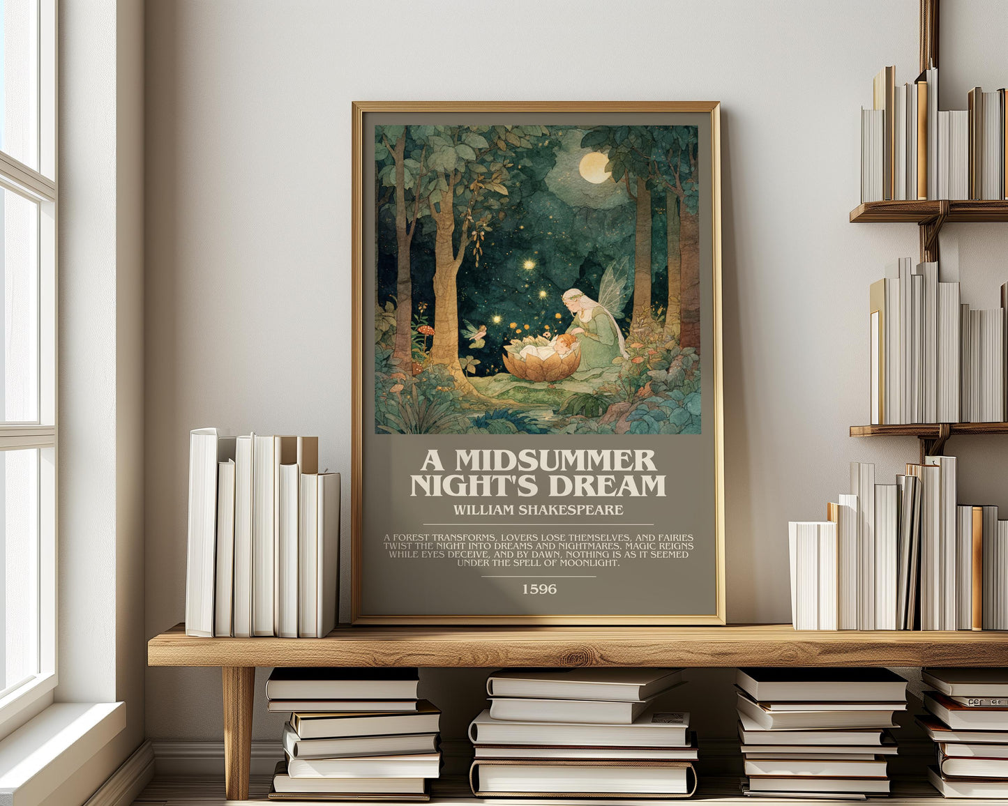 A Midsummer Nights Dream by William Shakespeare | Descriptive Modern Book Art | Poster