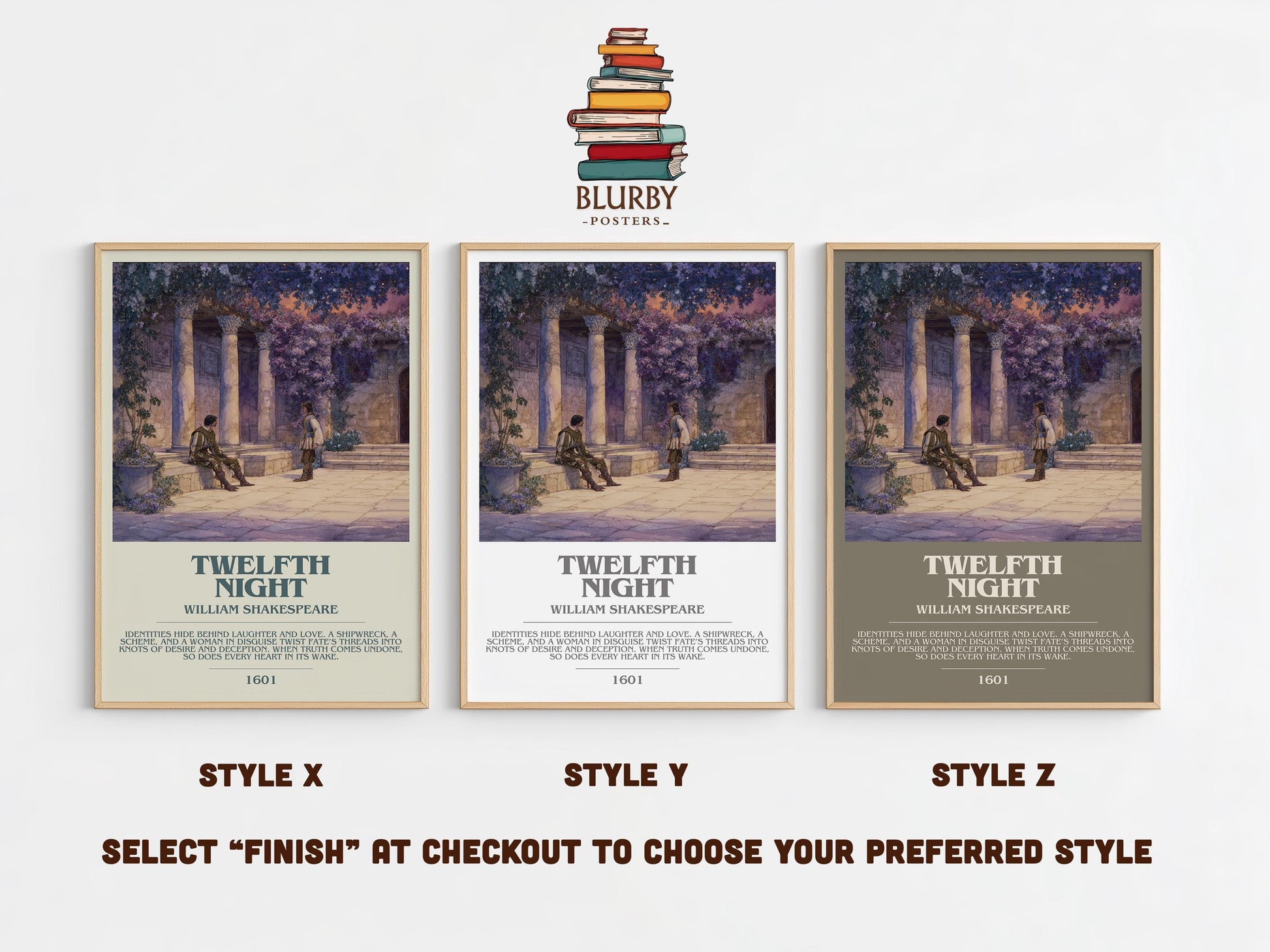 Twelfth Night by William Shakespeare | Descriptive Modern Book Art | Poster